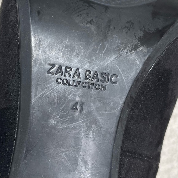 Zara Basic Black Suede Strappy Silver Hardware 4" Stiletto Heels Sexy Evening - Picture 9 of 16